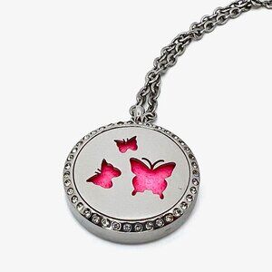 @butterfly_1097 Butterfly & Crystals Stainless Steel Essential Oil Necklace